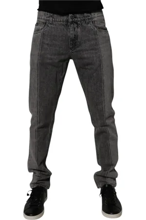 Dolce & Gabbana Jeansy, Mężczyzna, Szary, L, Denim, Szare Bawełniane Skinny Jeansyy