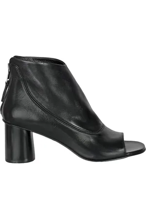 Elena Iachi Buty, Kobieta, Czarny, 38 1/2 EU, Len, Czarny skórzany botek z otwartym palcem