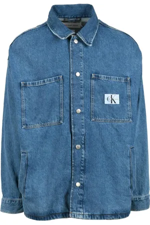 Calvin Klein Kurtki, Mężczyzna, Niebieski, M, Bawełna, Bawełna Regenerowana Koszula
