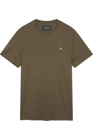 Lyle & Scott Koszulki, Mężczyzna, Zielony, S, Prosty Bawełniany T-shirt Okrągły Dekolt Krótki Rękaw