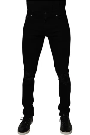 Dolce & Gabbana Jeansy, Mężczyzna, Czarny, M, Czarne Elastyczne Dżinsy Skinny z Bawełny