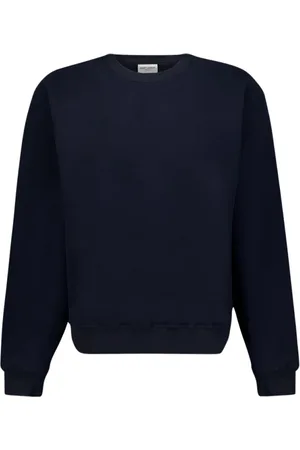 Saint Laurent Bluzy, Mężczyzna, Niebieski, M, Bawełna, Bluza z haftowanym logo