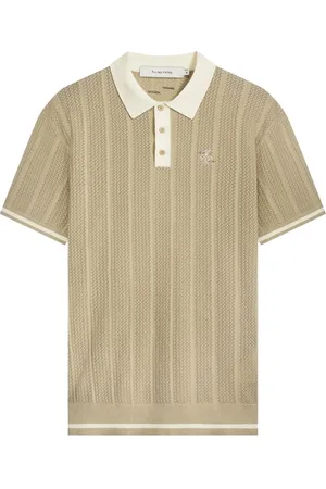 Filling pieces Swetry, Mężczyzna, Beżowy, L, Polo z dzianiny