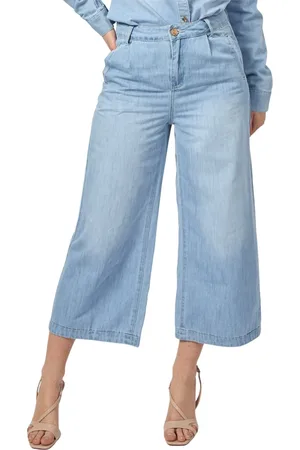 Gaudi Jeansy, Kobieta, Niebieski, W30, Niebieskie Używane Spodnie Wide Leg Cropped
