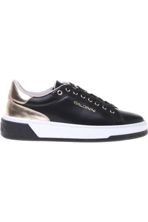 BALDININI Buty, Kobieta, Czarny, 40 EU, leather and light gold laminated leather trainer