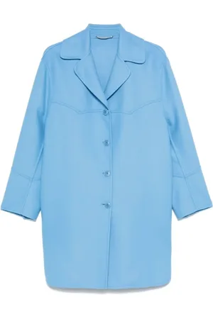ERMANNO SCERVINO Płaszcze, unisex, Niebieski, S, Miękki wełniany płaszcz z filcowym wykończeniem