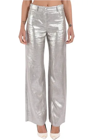 Max Mara Spodnie, Kobieta, Szary, M, Len, Lniane Spodnie W Stylu Malika