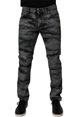 Dolce & Gabbana Jeansy, Mężczyzna, Szary, M, Denim, Szare Skinny Jeansyy z Efektem Tie Dye