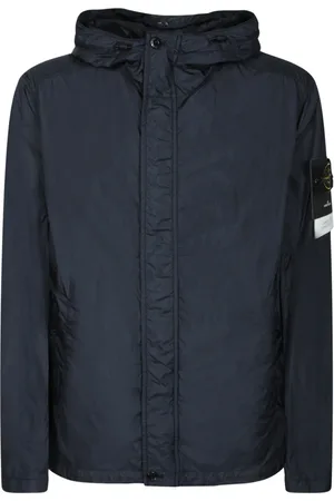 Stone Island Kurtki, Mężczyzna, Niebieski, M, Niebieska Kurtka z Kapturem na Zamek
