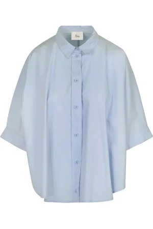 8PM Bluzki, Kobieta, Niebieski, M, Denim, Koszula z Poplinu Rękawy Kimono Zapięcie na Guziki
