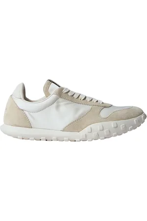 Jil Sander Buty, Kobieta, Biały, 38 EU, Zamsz, Suede Trim Low-Top Sneakers