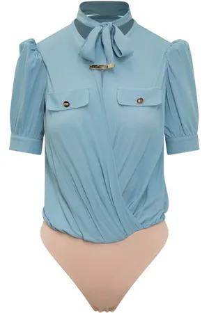 Elisabetta Franchi Koszulki, Kobieta, Niebieski, S, Stylowe Topy dla Kobiet