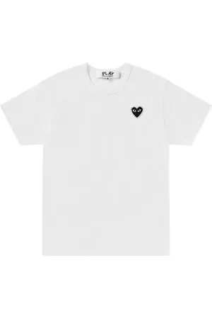 Comme des Garçons Koszulki, Mężczyzna, Biały, S, Koszulka z emblematem serca z cyrkoniami