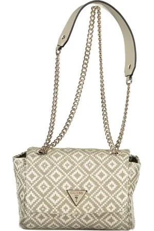 Guess Torebki, Kobieta, Beżowy, ONE SIZE, Len, Szara Polietylenowa Torba na Ramię z Łańcuchem