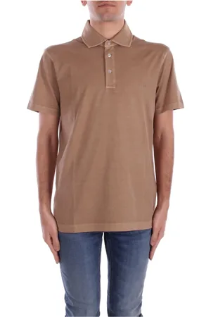 FAY Koszulki, Mężczyzna, brązowy, XL, Koszulka Polo z logo i guzikami