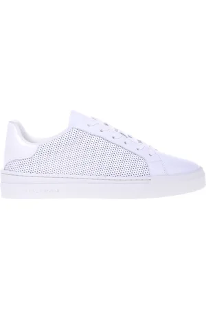 BALDININI Buty, Kobieta, Biały, 39 1/2 EU, Perforated leather and patent leather trainer