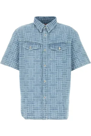 Kenzo Koszule, Mężczyzna, Niebieski, M, Haftowany Jeansyowy Shirt dla Mężczyzn