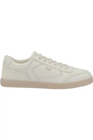 Prada Buty, Mężczyzna, Biały, 41 EU, Skórzane Sneakersy z Ikonicznym Monogramem
