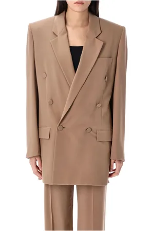 Saint Laurent Kurtki, Kobieta, Beżowy, S, Fonce Silk Crepe Jacket
