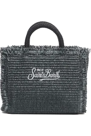 MC2 SAINT BARTH Torebki, Kobieta, Czarny, ONE SIZE, Mini torebka Vanity z efektem słomy i zdobieniami Strass