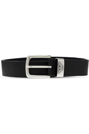 Emporio Armani Akcesoria, Mężczyzna, Czarny, 105 CM, Skóra, Skórzany pasek