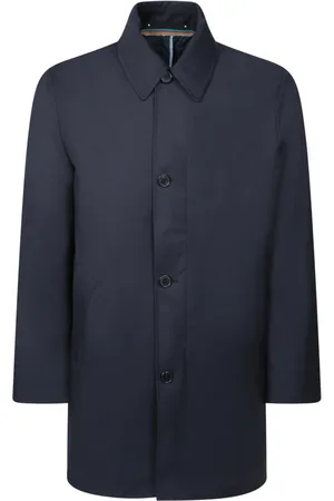 Paul Smith Płaszcze, Mężczyzna, Niebieski, XL, Niebieski Płaszcz Trzy-czwarte Elegancki Trenchcoat