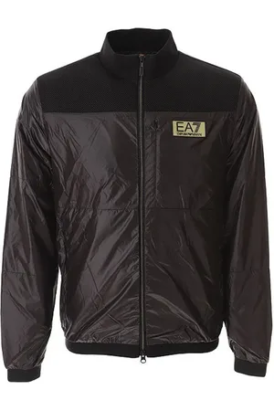 EA7 Kurtki, Mężczyzna, Czarny, 3XL, Kurtka Bomberka z Zamkiem przy Szyi