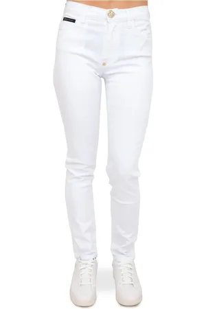Philipp Plein Spodnie, Kobieta, Biały, W26, Bawełna, Skinny Trousers