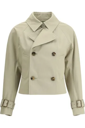 Burberry Płaszcze, Kobieta, Beżowy, S, Krótka Płaszcz Trench z Szerokimi Reversami