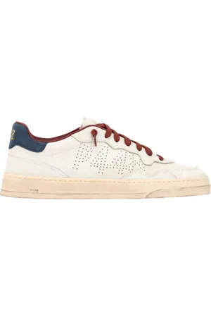 P448 Buty, Mężczyzna, Biały, 40 EU, Białe Sneakersy z Czerwonymi Szczegółami