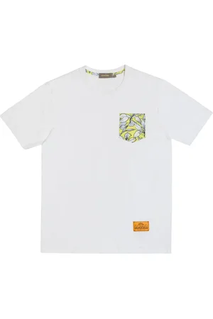 GIANNI LUPO Koszulki, Mężczyzna, Biały, 2XL, Męski Tropikalny T-shirt z kieszenią