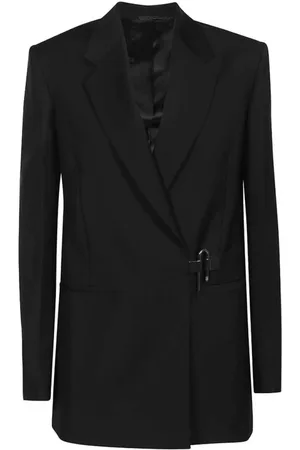 Givenchy Kurtki, Kobieta, Czarny, 2XS, Wełna, Wełniana marynarka z zapięciem na klamrę