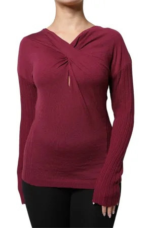 Roberto Cavalli Bluzki, Kobieta, Czerwony, L, Maroon Keyhole Sweter z Dziurką