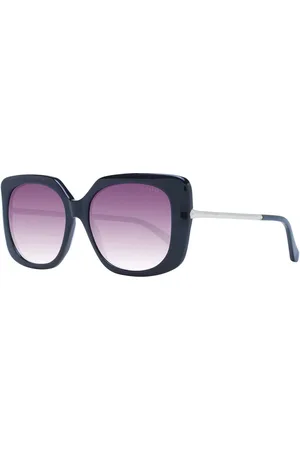 Ted Baker Akcesoria, Kobieta, Niebieski, ONE SIZE, Czarne kwadratowe okulary przeciwsłoneczne z fioletowymi szkłami gradientowymi