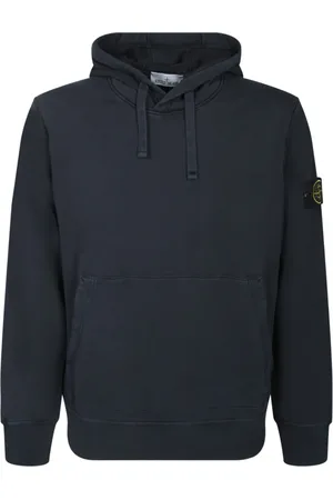 Stone Island Bluzy, Mężczyzna, Niebieski, L, Niebieski Szlachetny Materiał Bluza z Kapturem