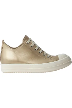 Rick Owens Buty, Kobieta, Żółty, 40 EU, Metaliczne Niskie Sneakersy
