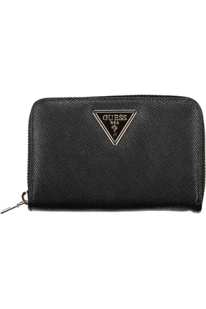 Guess Akcesoria, Kobieta, Czarny, ONE SIZE, Len, Elegancki Czarny Portfel z Wieloma Przegródkami