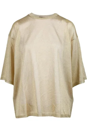 Fabiana Filippi Koszulki, Kobieta, Żółty, S, T-shirt z metalicznym włóknem