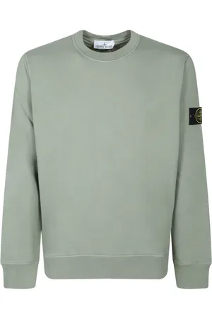 Stone Island Bluzy, Mężczyzna, Zielony, L, Bluza z logo i okrągłym dekoltem w kolorze szałwiowym