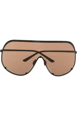 Rick Owens Akcesoria, Kobieta, brązowy, ONE SIZE, Czarne Okulary Przeciwsłoneczne z Brązową Soczewką