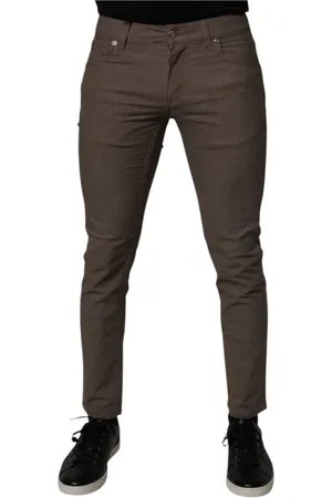 Dolce & Gabbana Spodnie, Mężczyzna, brązowy, S, Brązowe Bawełniane Spodnie Chino ze Stretchem