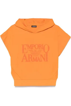 Emporio Armani Bluzy, Kobieta, Pomarańczowy, M, Pomarańczowy Bezrękawnik z Bocznymi Szczelinami