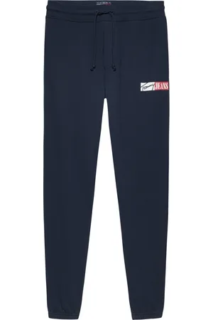 Tommy Hilfiger Spodnie, Mężczyzna, Niebieski, L, Niebieskie Bawełniane Joggers Slim Fit