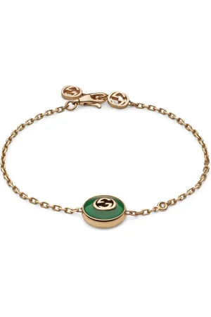Gucci Akcesoria, Mężczyzna, Wielobarwność, ONE SIZE, Bransoletka z różowego złota, zielonej agaty i diamentu