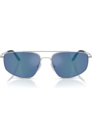 Oliver Peoples Akcesoria, unisex, Szary, ONE SIZE, Okulary w stylu retro z niebieskimi soczewkami