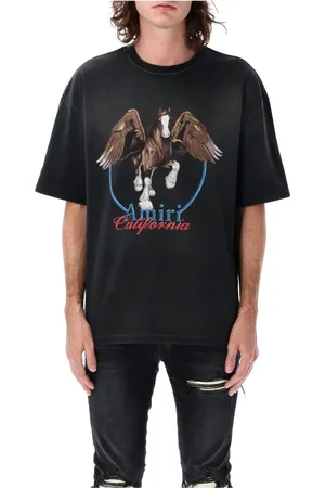 AMIRI Koszulki, Mężczyzna, Czarny, M, Koszulka z nadrukiem Pegasus Vintage Wash