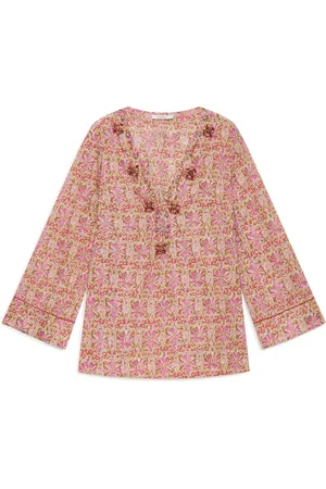 Maliparmi Bluzki, Kobieta, Różowy, S, Kaftan Z Kwiatowym Batikiem