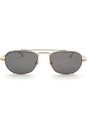 MATSUDA Akcesoria, Kobieta, Żółty, ONE SIZE, Okulary przeciwsłoneczne w stylu vintage w kolorze złoto/szarym