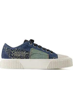 Marc Jacobs Buty, Kobieta, Niebieski, 40 EU, Niebieskie Bawełniane Sneakersy z Górnymi Sznurówkami