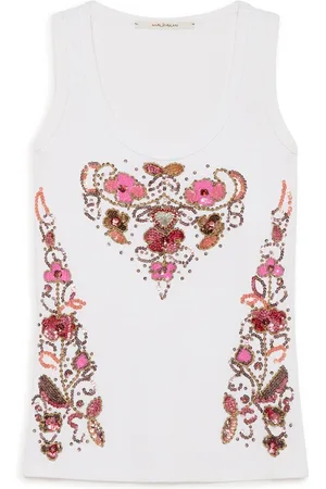 Maliparmi Koszulki, Kobieta, Wielobarwność, L, Cekiny, Cenny Haft Tank TOP